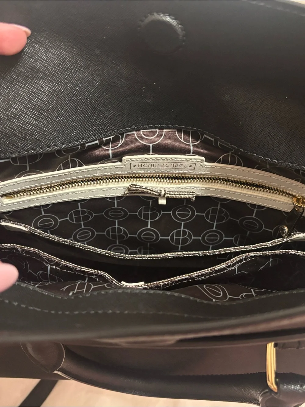 Henri Bendel Black Leather Satchel